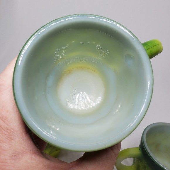 MCM FIRE KING Green Kimberly Mugs Cups Anchor Hocking Diamond Argyle Ombre 3 Set - Picture 12 of 13